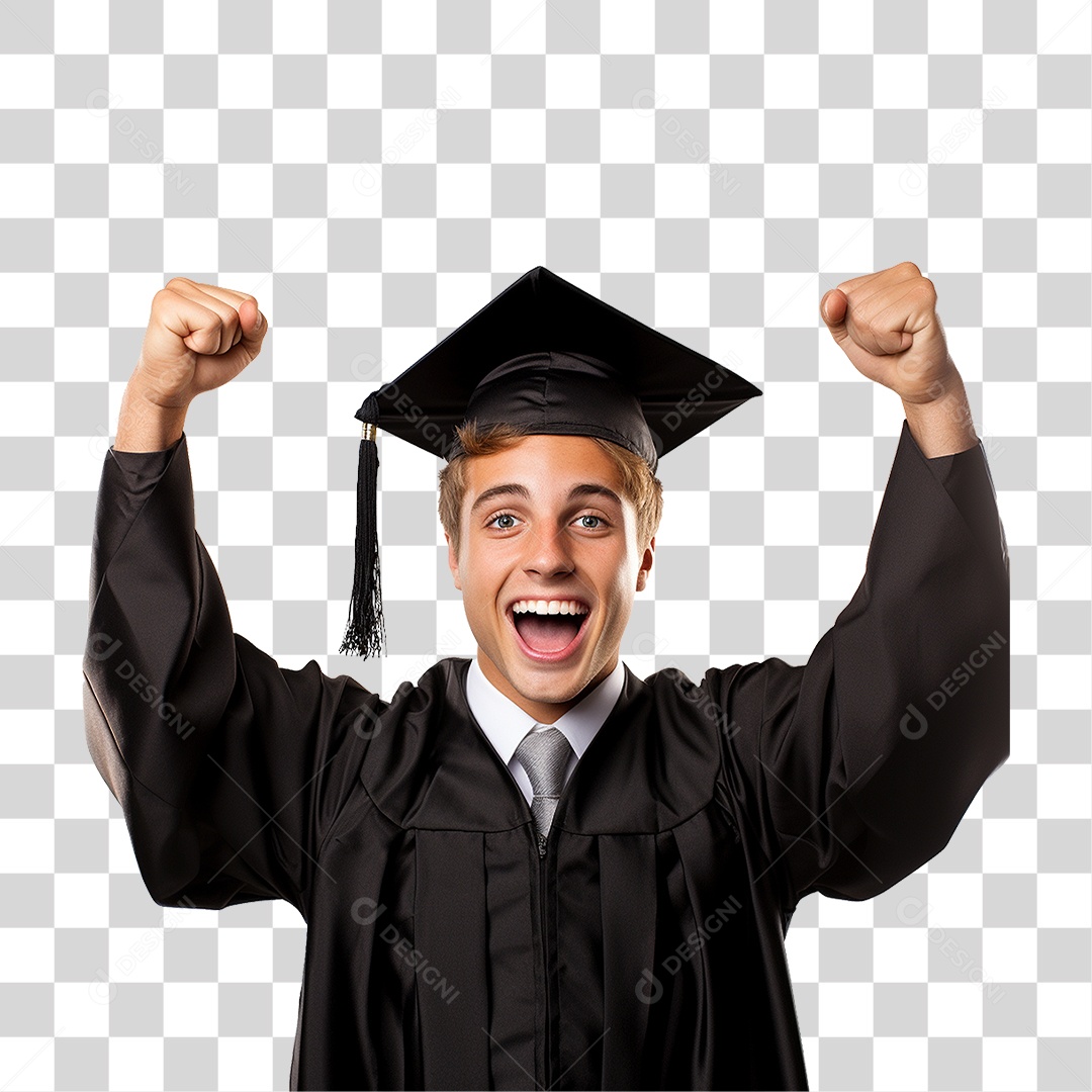 Jovem Feliz na Formatura PNG Transparente