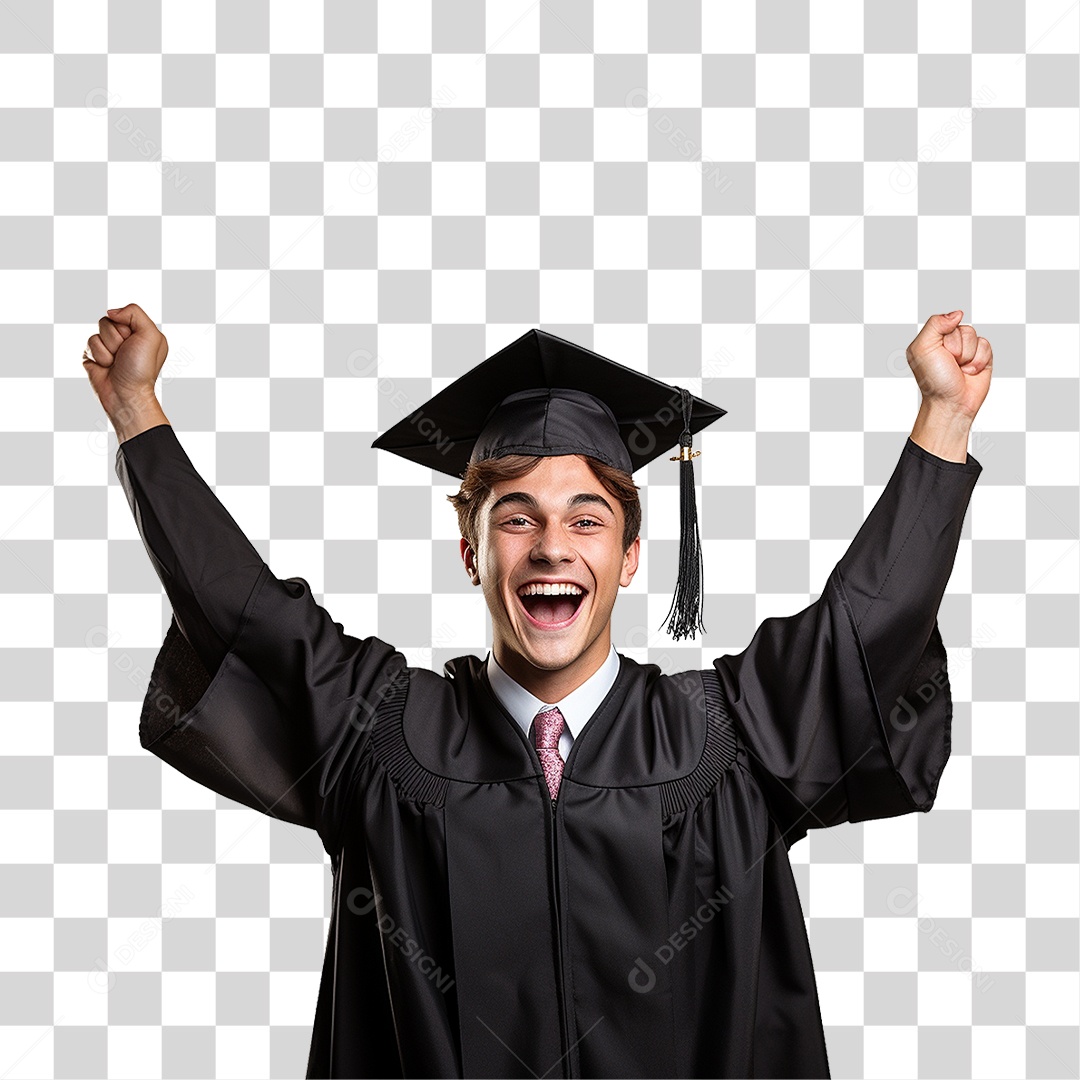 Jovem Feliz na Formatura PNG Transparente