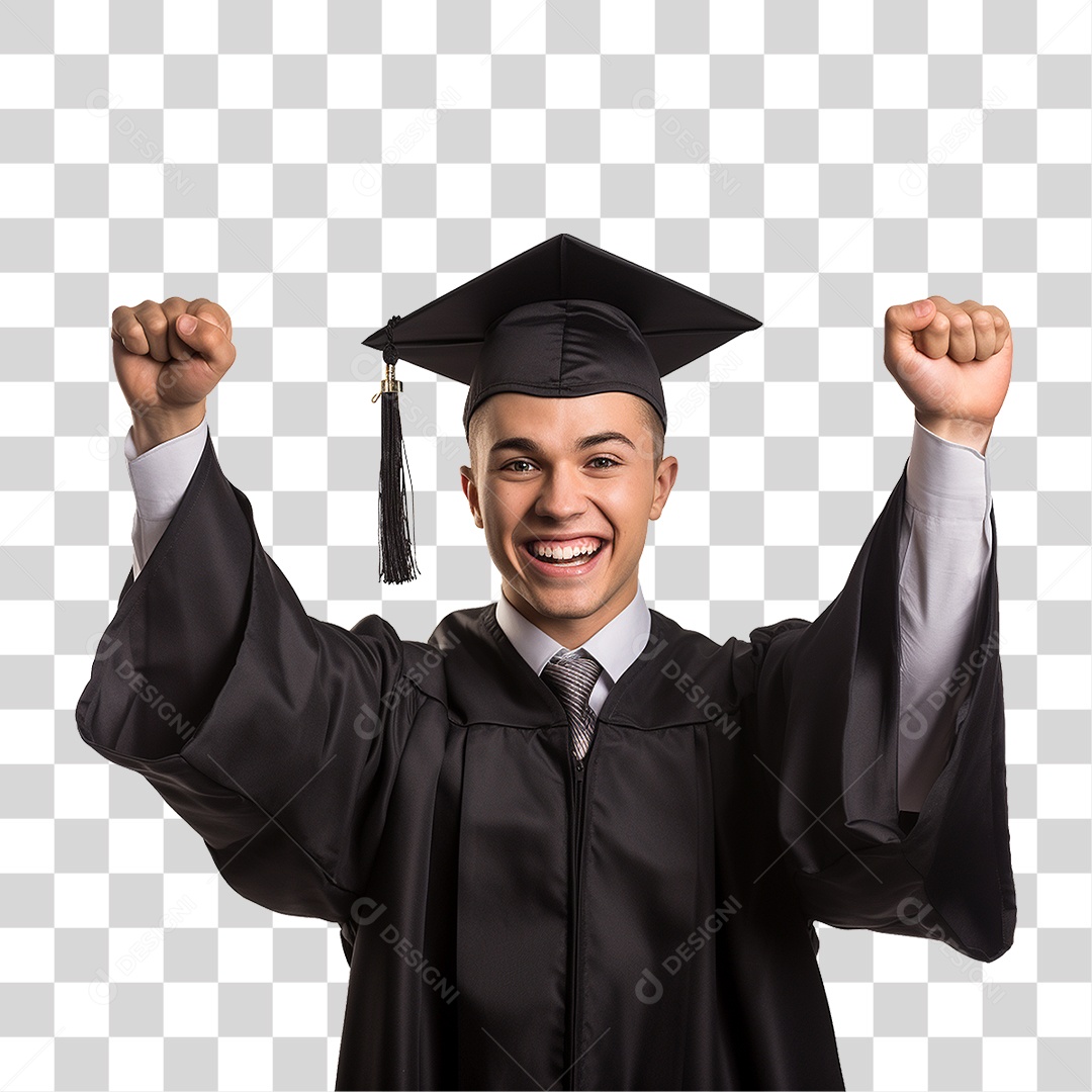 Jovem Feliz na Formatura PNG Transparente