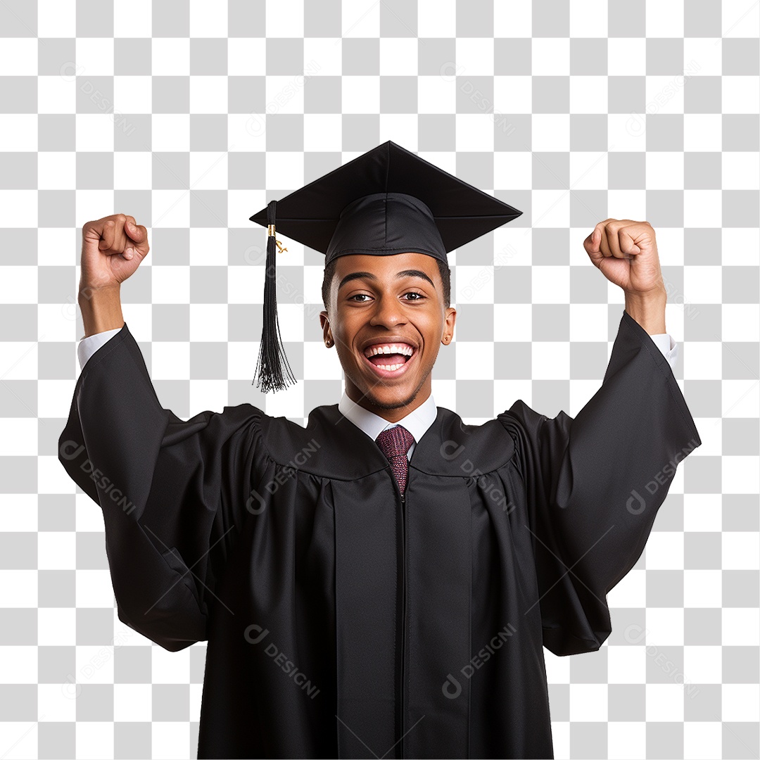 Jovem Feliz na Formatura PNG Transparente