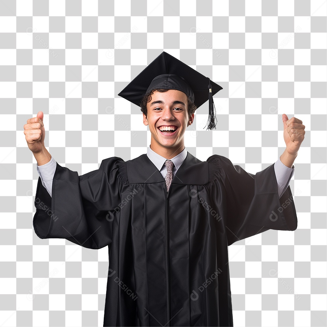 Jovem Feliz na Formatura PNG Transparente