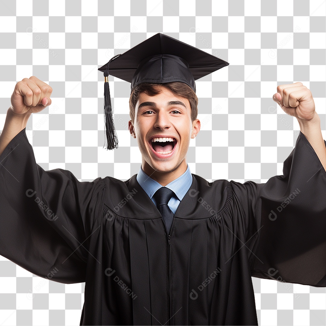 Jovem Feliz na Formatura PNG Transparente