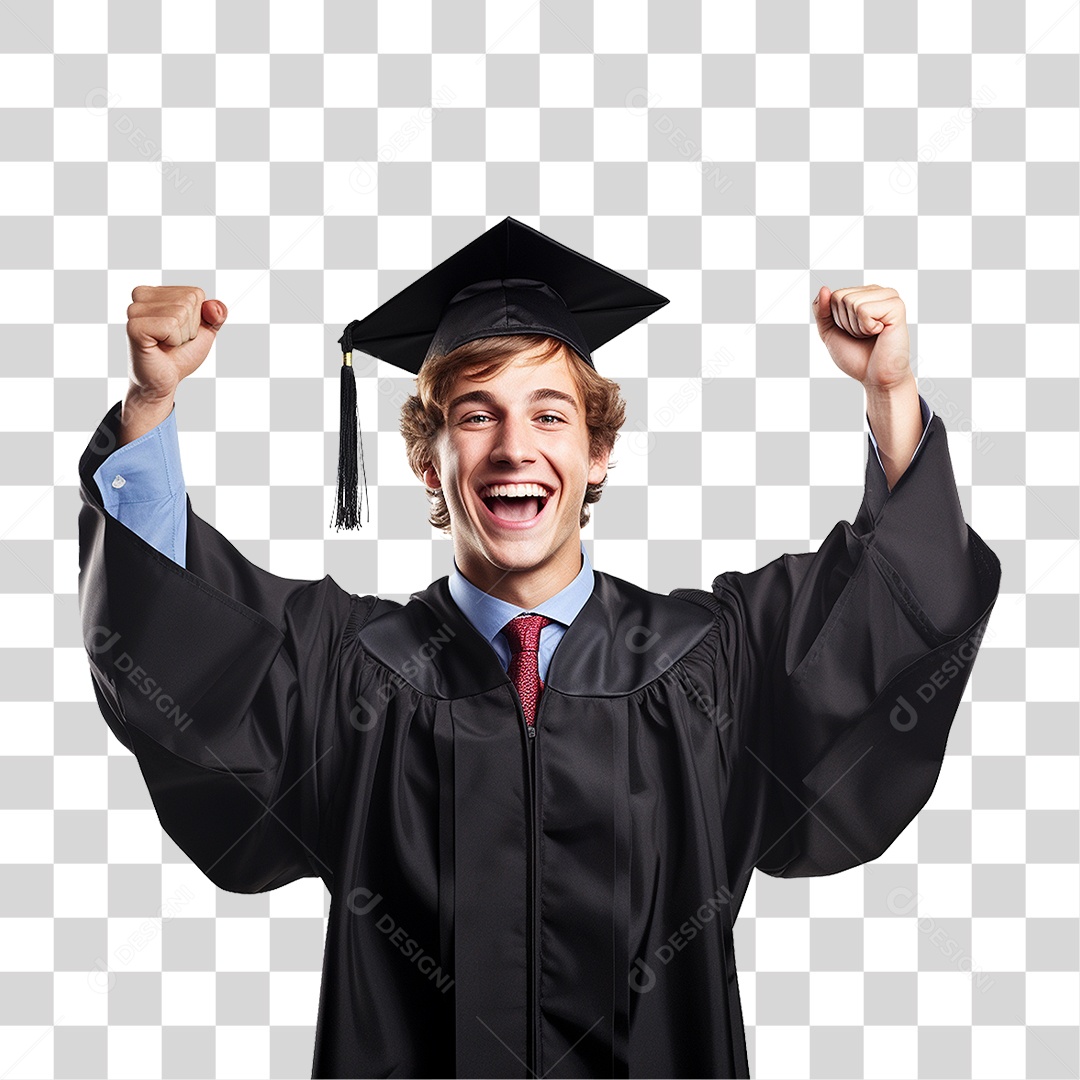 Jovem Feliz na Formatura PNG Transparente