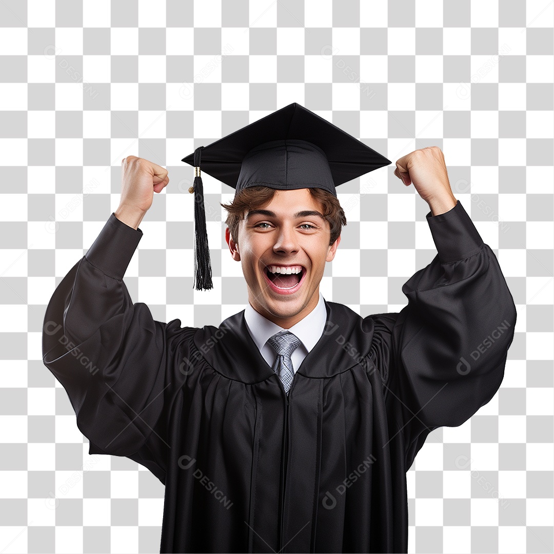 Jovem Feliz na Formatura PNG Transparente