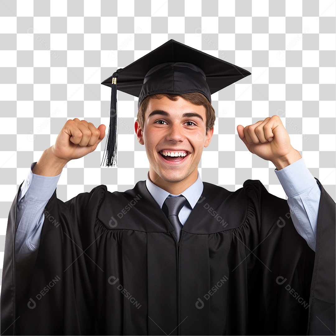 Jovem Feliz na Formatura PNG Transparente