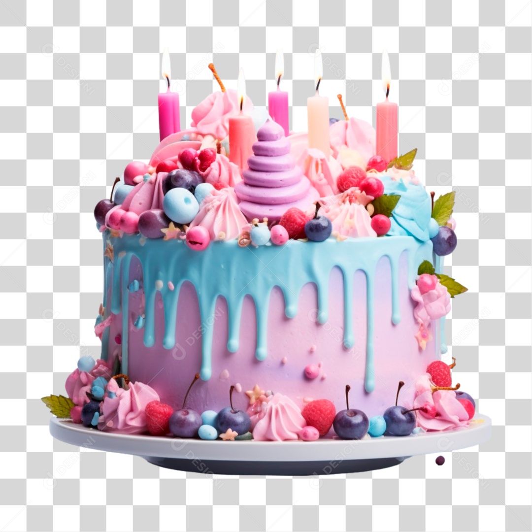Bolo de Aniversário PNG Transparente