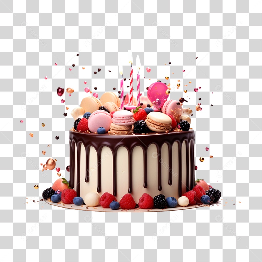 Bolo de Aniversário PNG Transparente