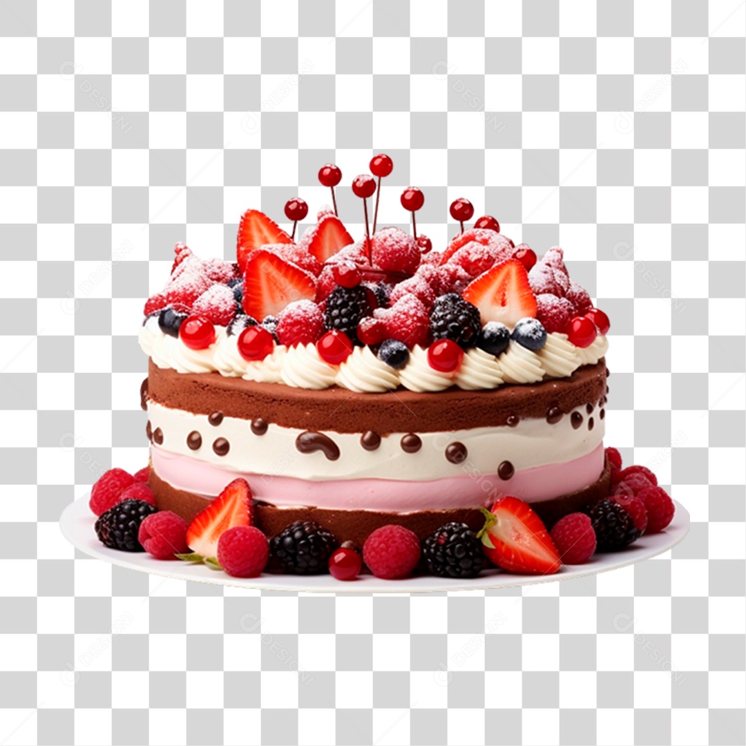 Bolo de Aniversário PNG Transparente
