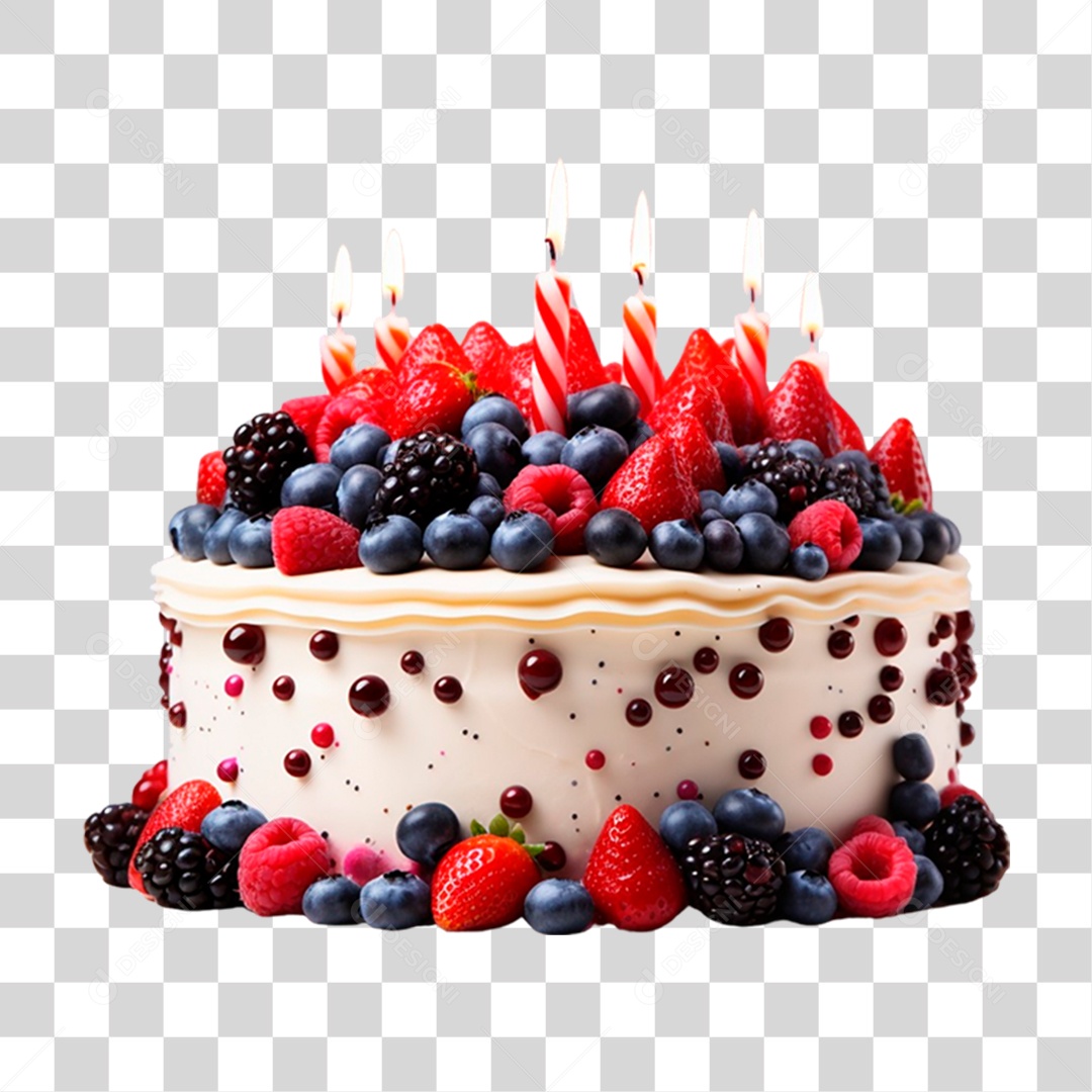 Bolo de Aniversário PNG Transparente