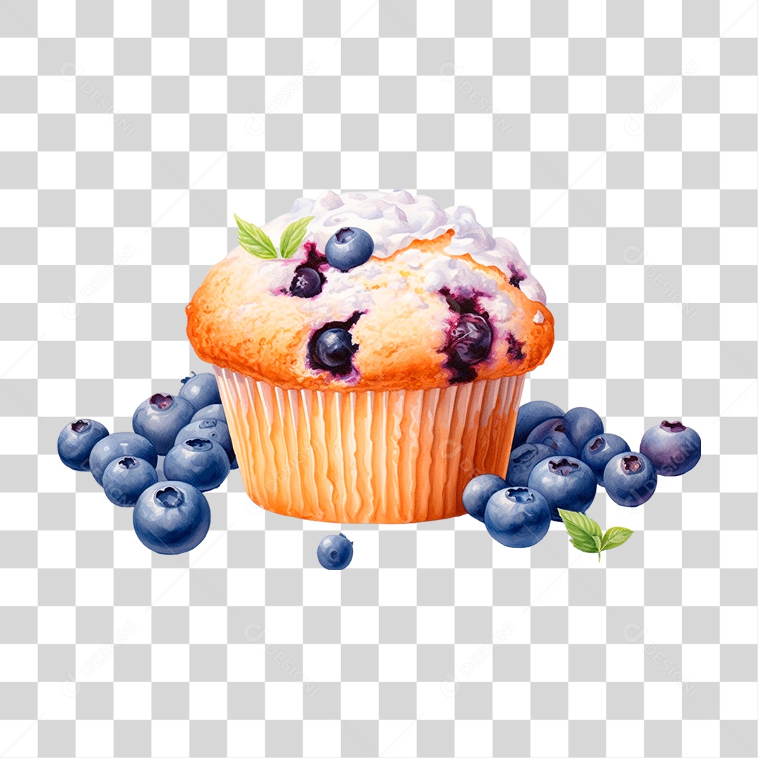 Muffin de Mirtilo PNG Transparente