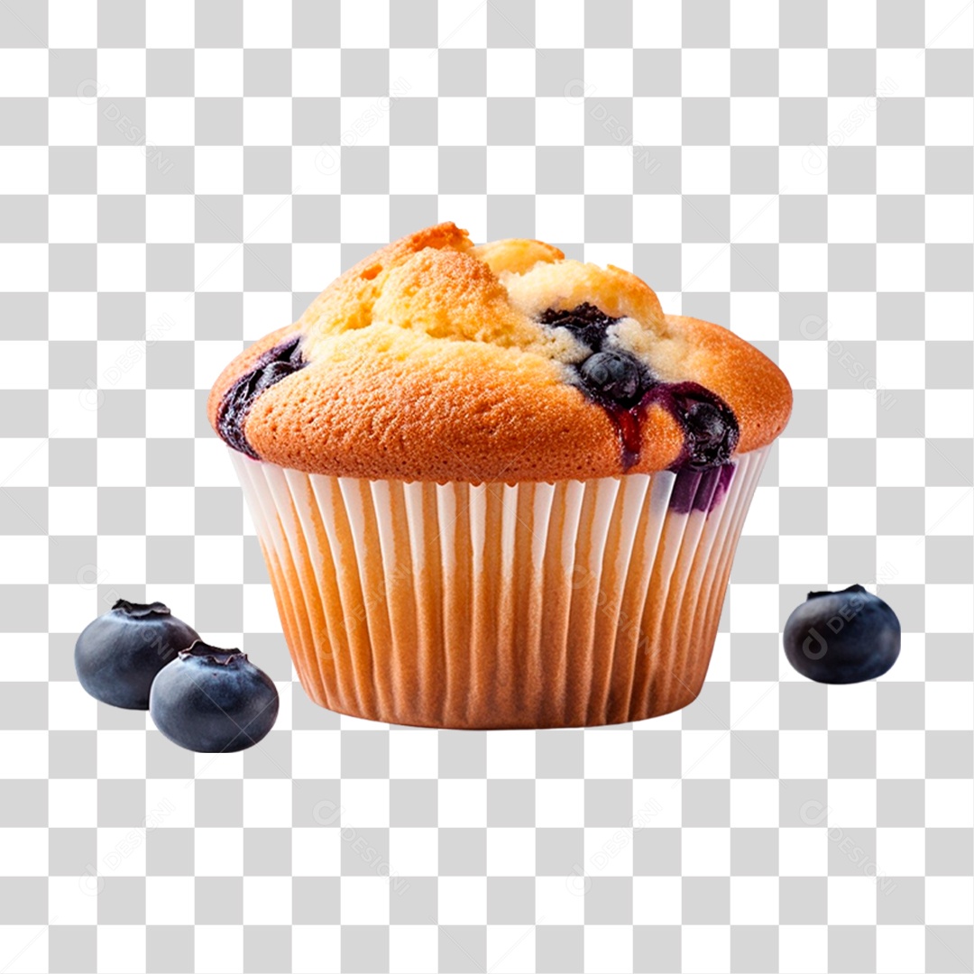 Muffin de Mirtilo PNG Transparente