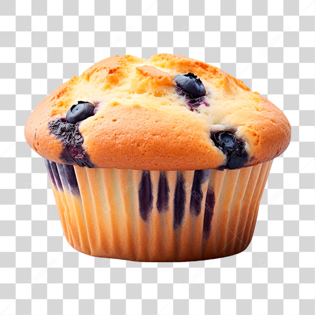 Muffin de Mirtilo PNG Transparente