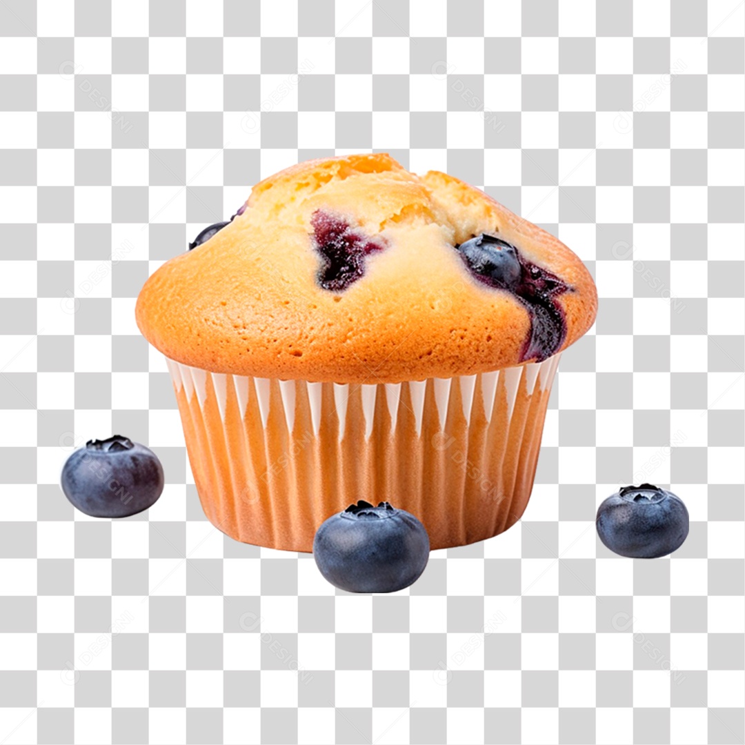 Muffin de Mirtilo PNG Transparente