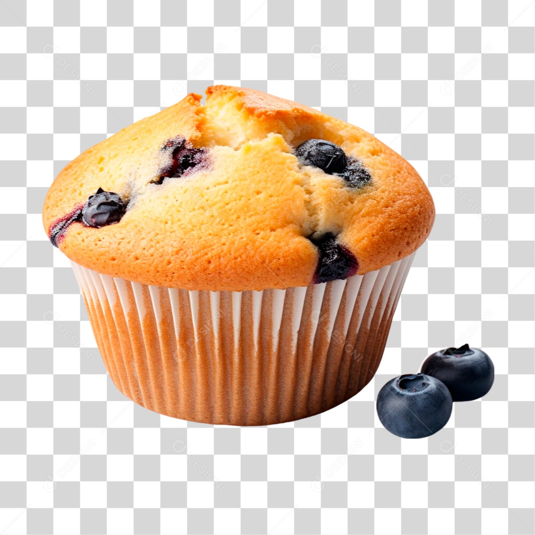 Muffin de Mirtilo PNG Transparente