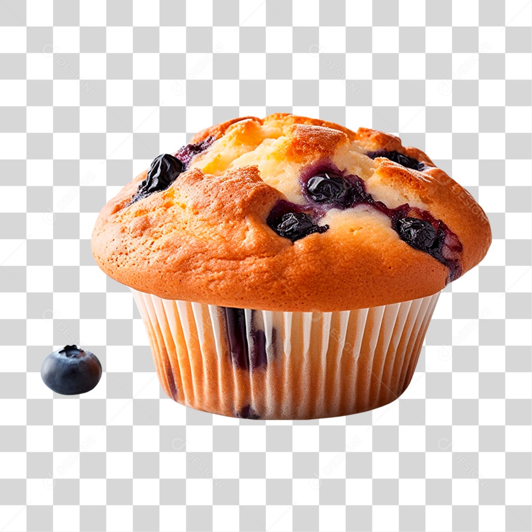 Muffin de Mirtilo PNG Transparente