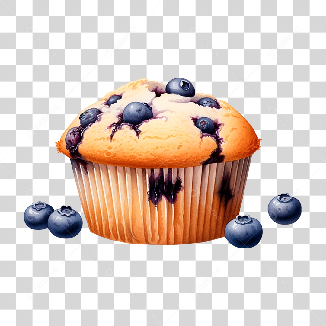 Muffin de Mirtilo PNG Transparente