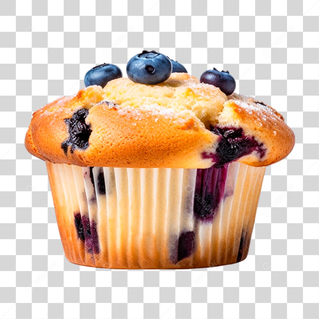 Muffin de Mirtilo PNG Transparente