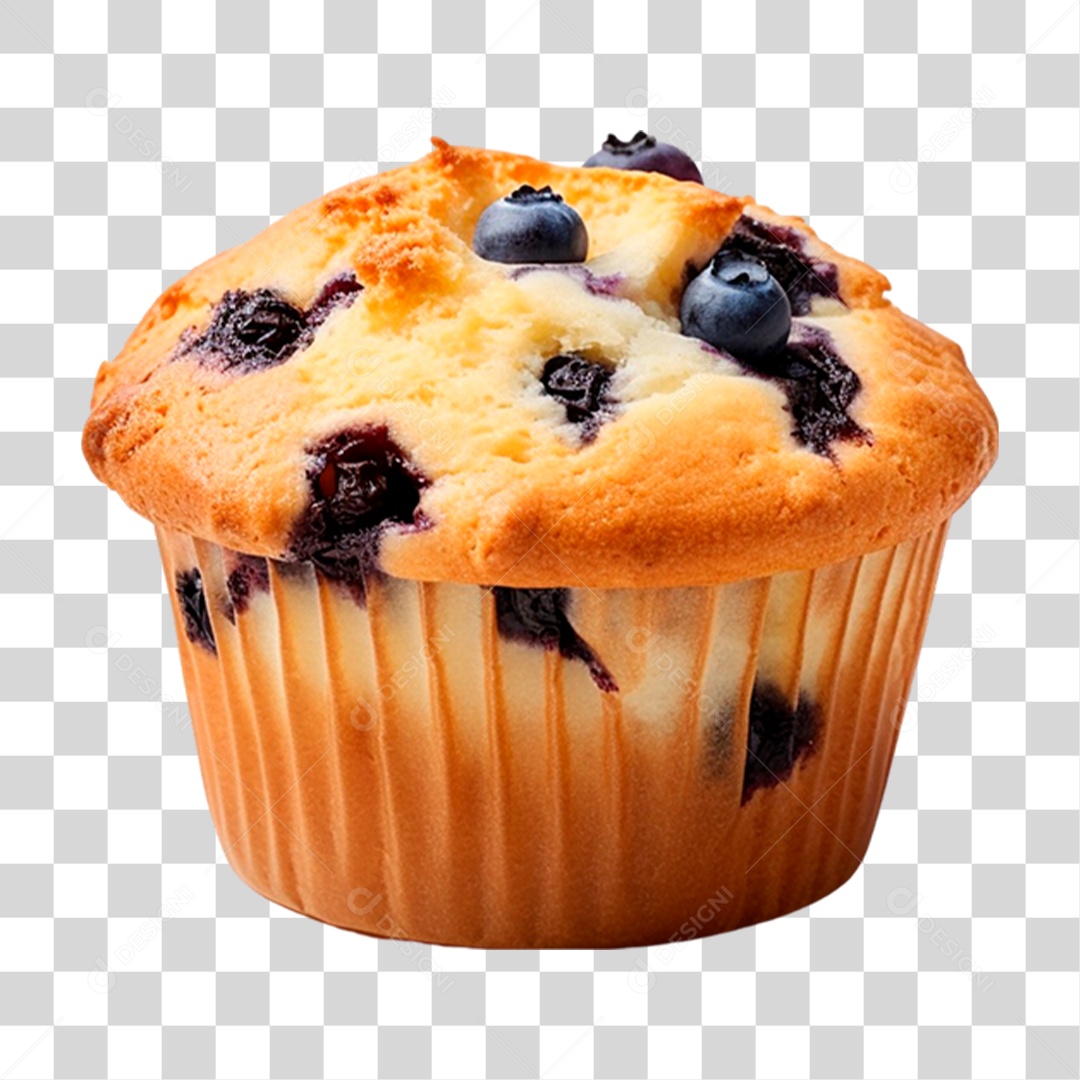 Muffin de Mirtilo PNG Transparente