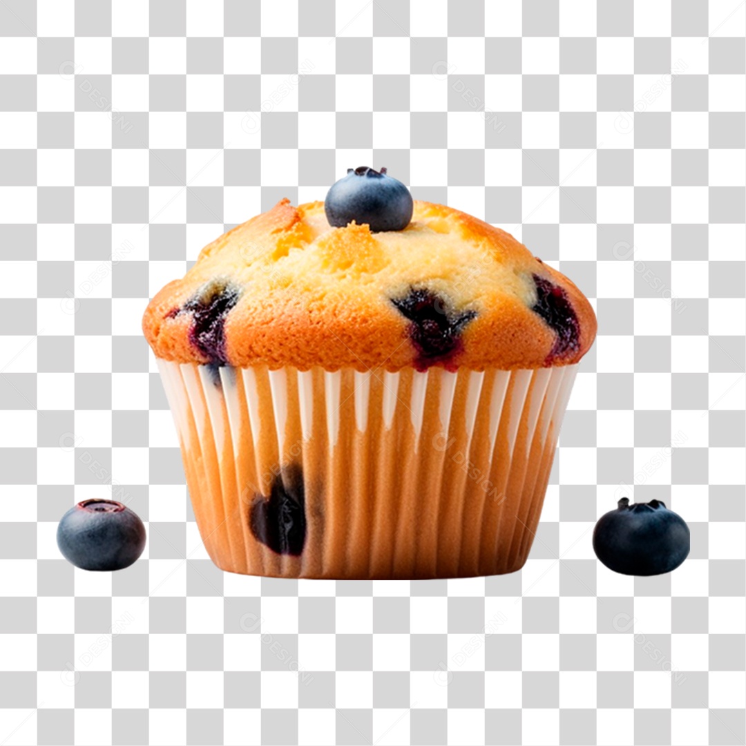 Muffin de Mirtilo PNG Transparente