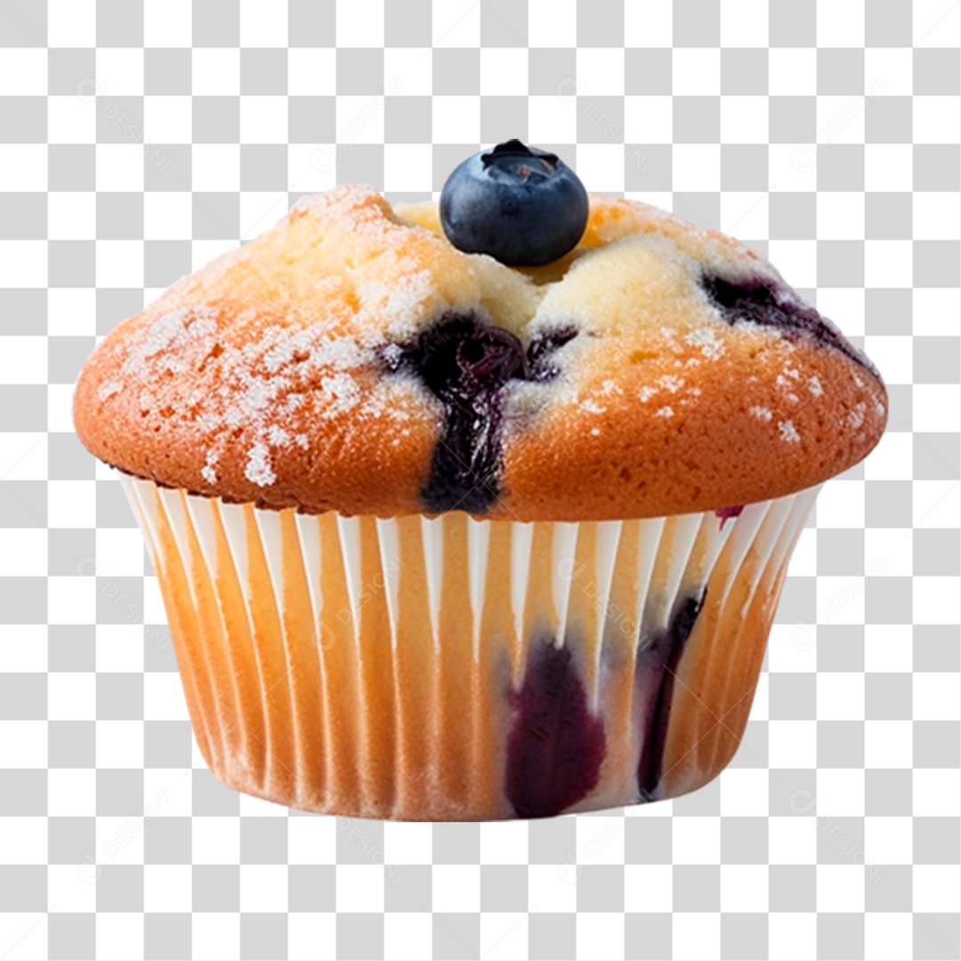 Muffin de Mirtilo PNG Transparente