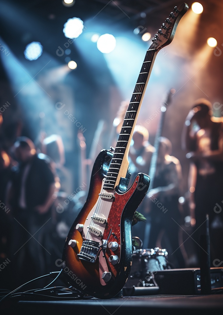 Grupo de banda musical se apresenta em um palco de concerto