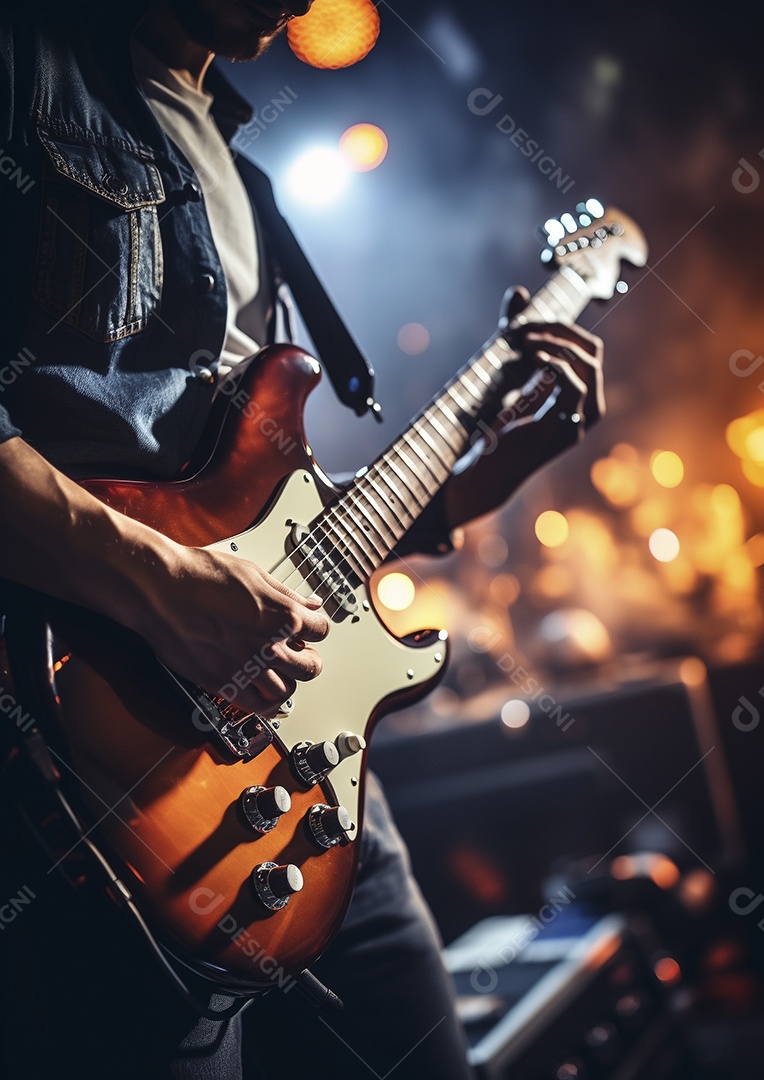 Grupo de banda musical se apresenta em um palco de concerto