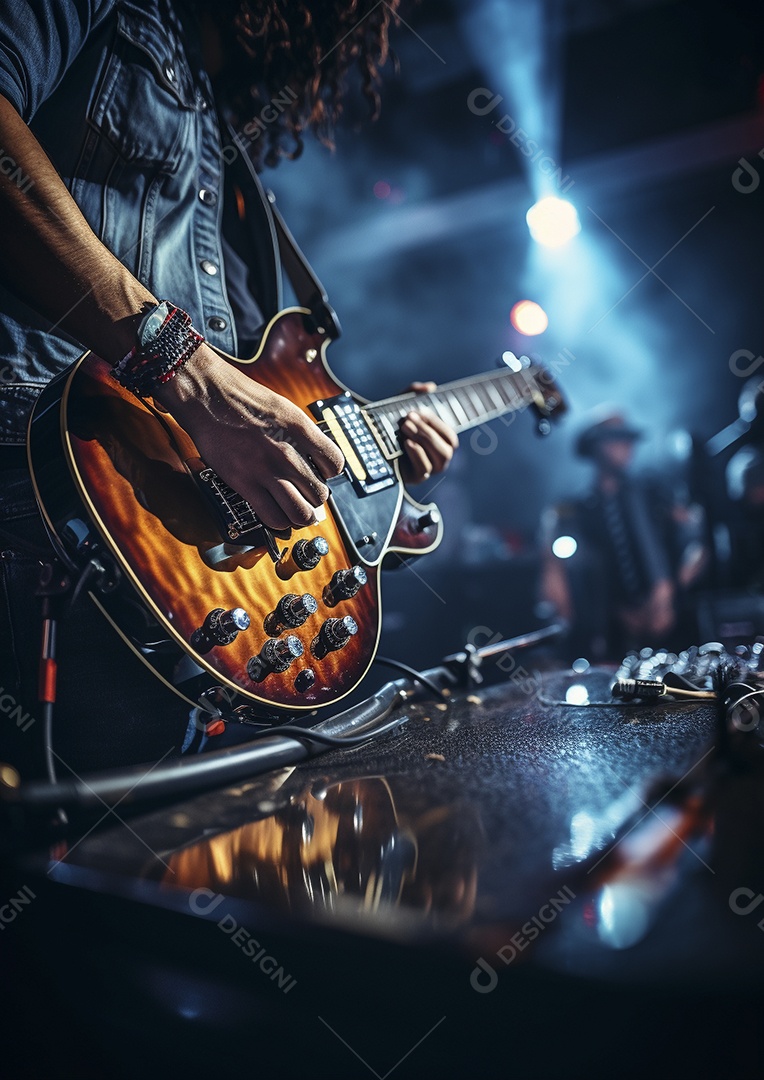 Grupo de banda musical se apresenta em um palco de concerto