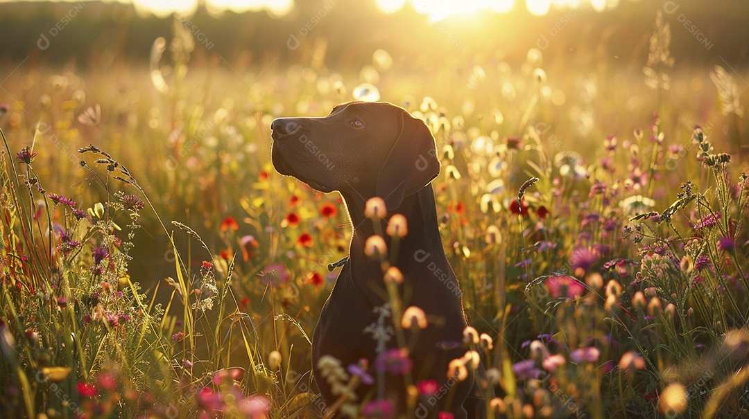 Cachorro da raça Pinscher sobre campo