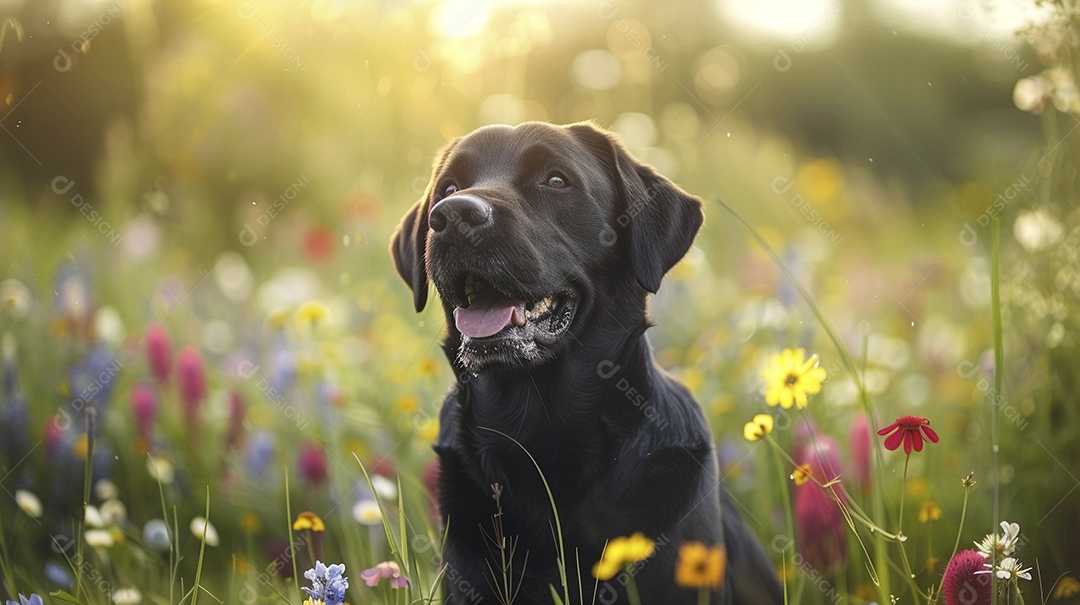 Cachorro da raça Labrador Retriever sobre campo