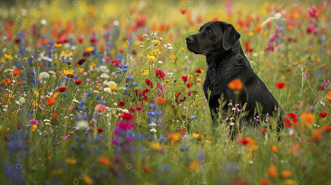 Cachorro da raça Labrador Retriever sobre campo