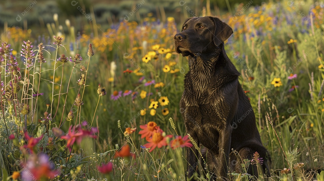Cachorro da raça Labrador Retriever sobre campo