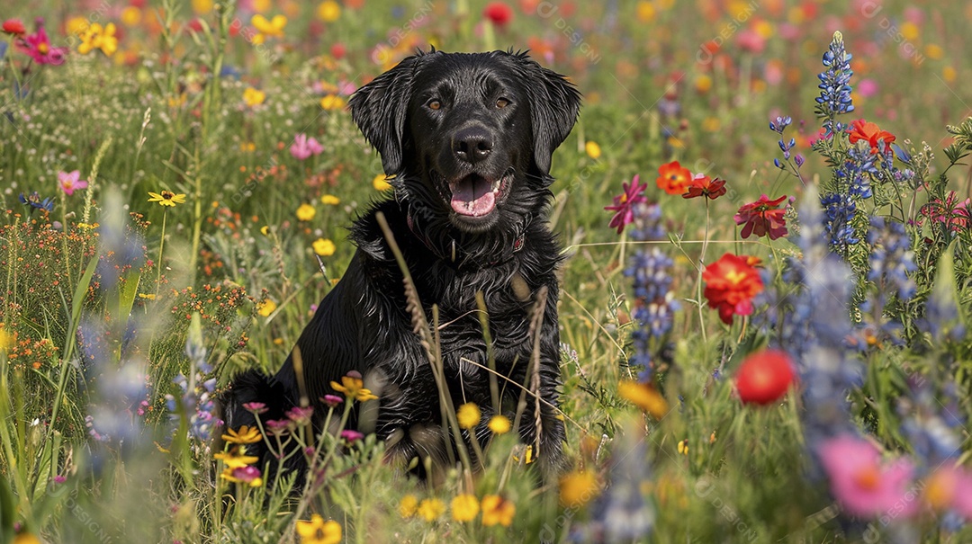 Cachorro da raça Labrador Retriever sobre campo