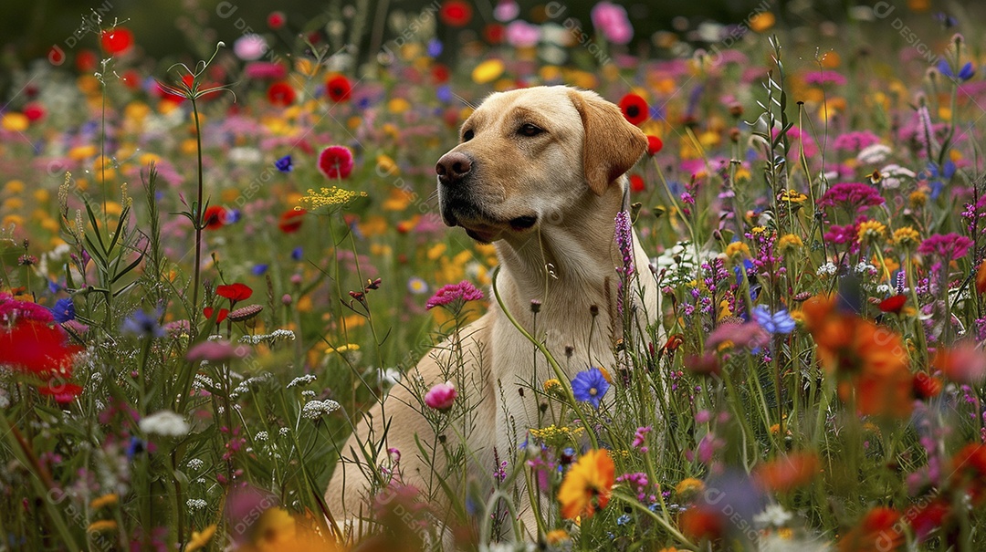 Cachorro da raça Labrador Retriever sobre campo