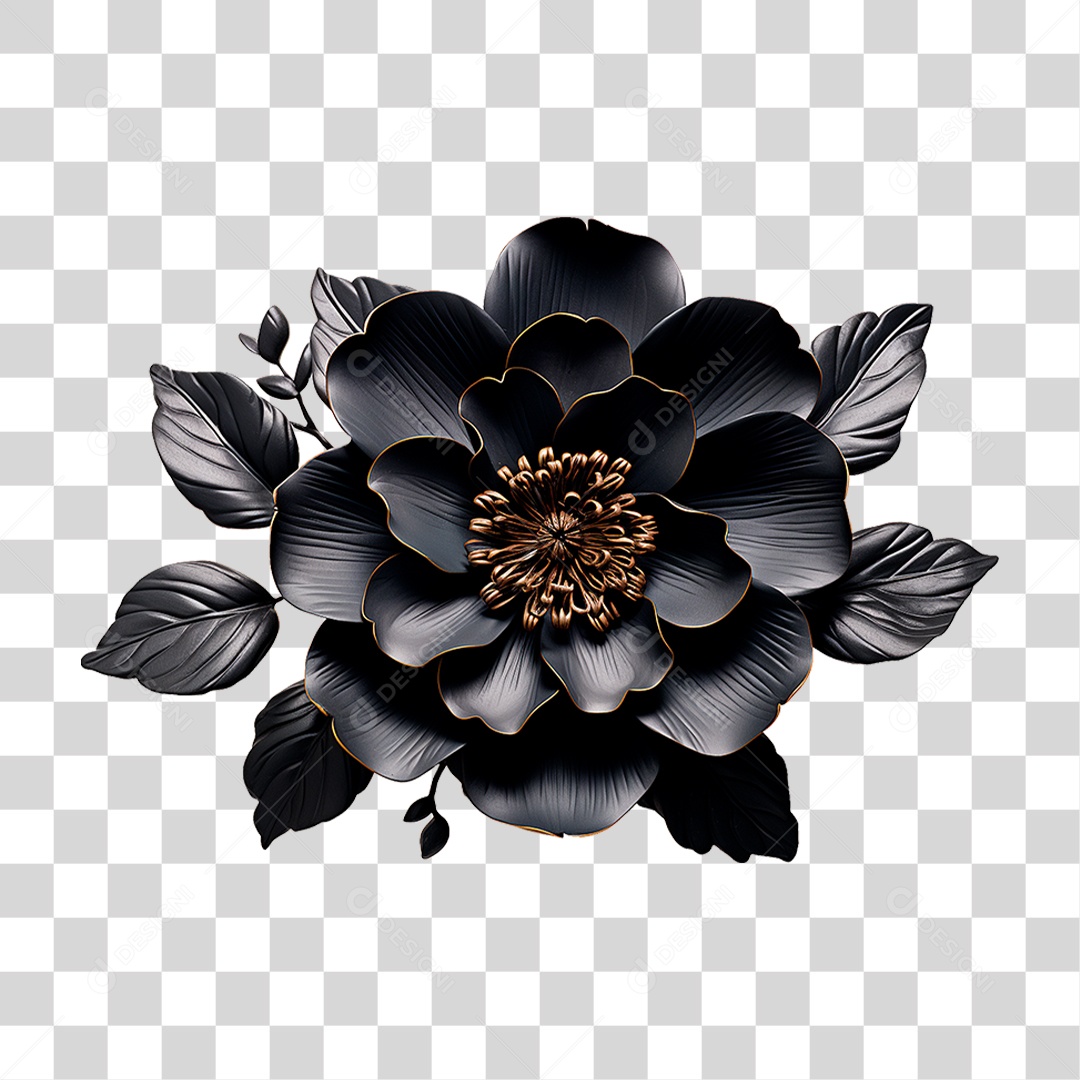 Flor Negra PNG Transparente