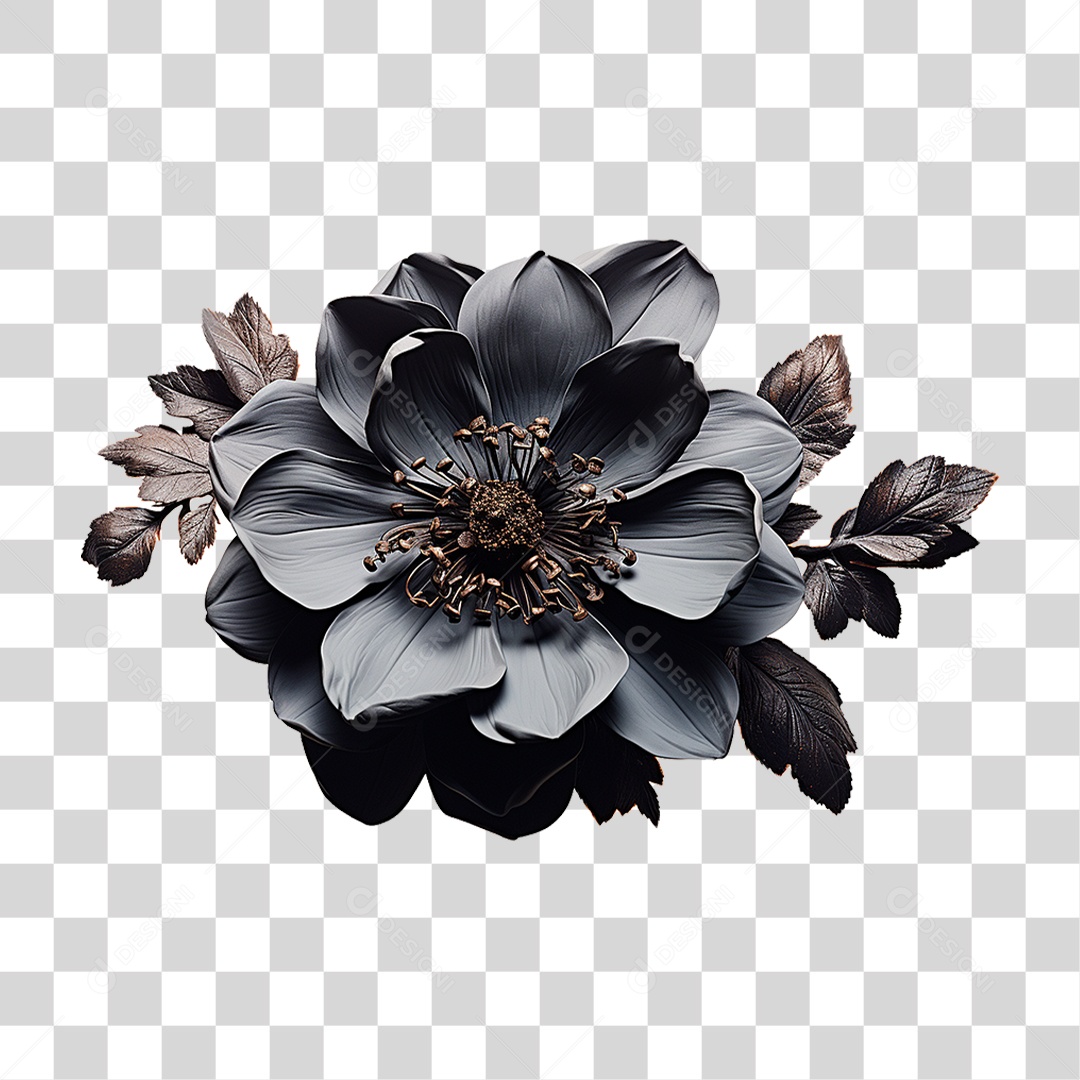 Flor Negra PNG Transparente