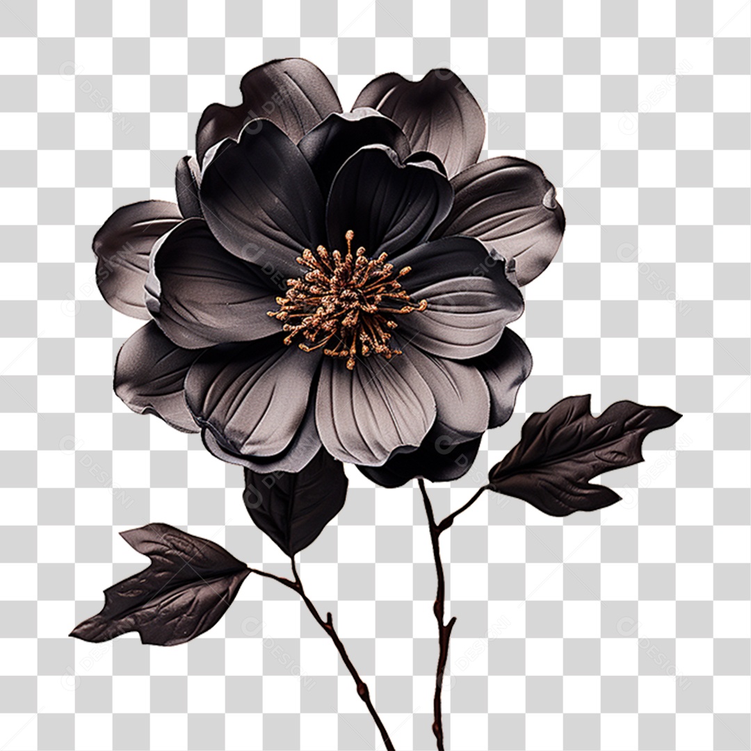 Flor Negra PNG Transparente