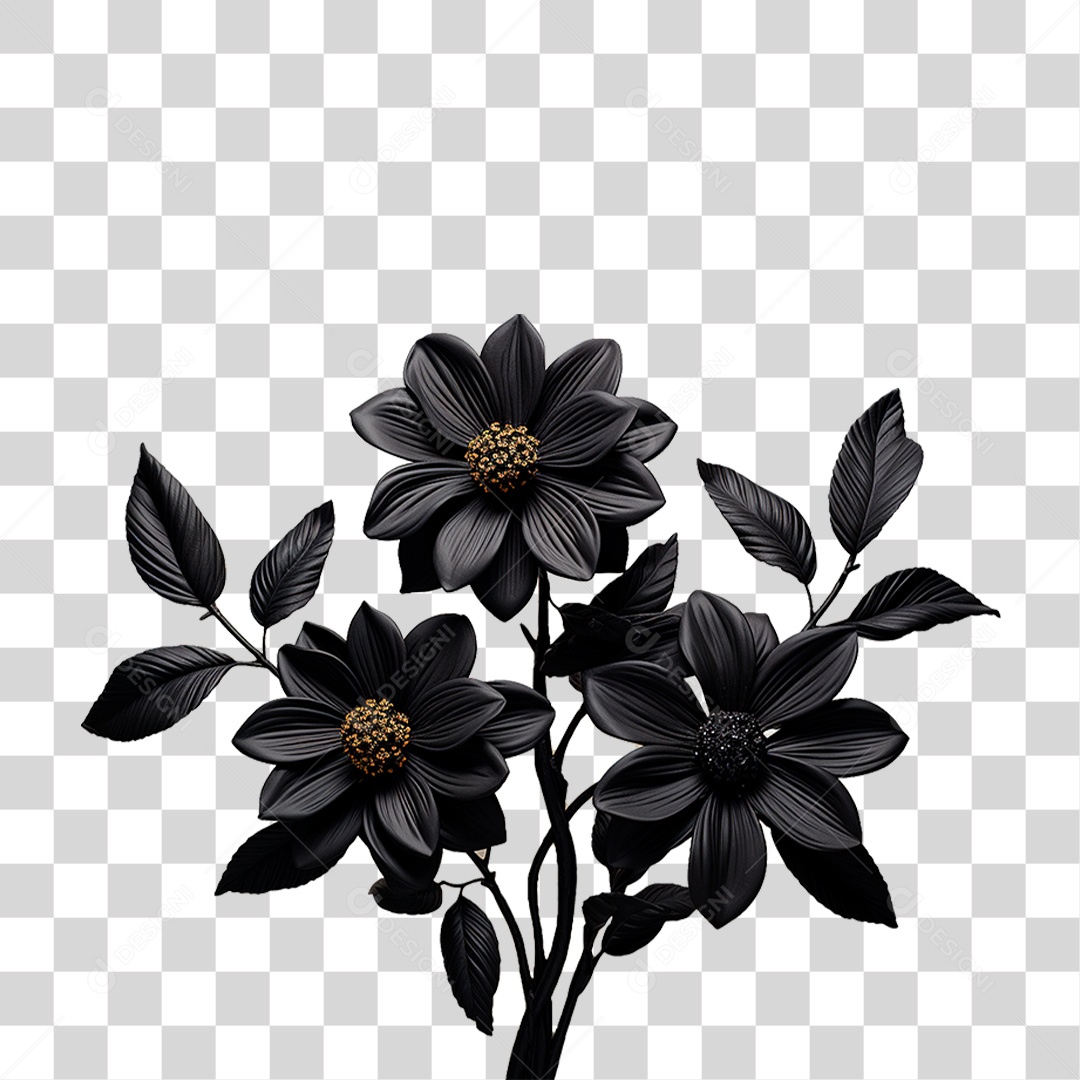 Flores Negra PNG Transparente