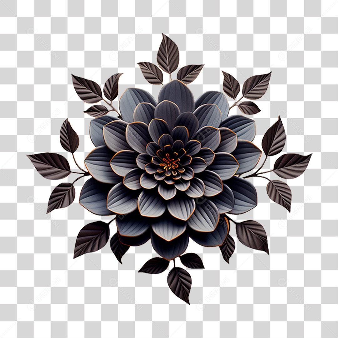 Flor Negra PNG Transparente