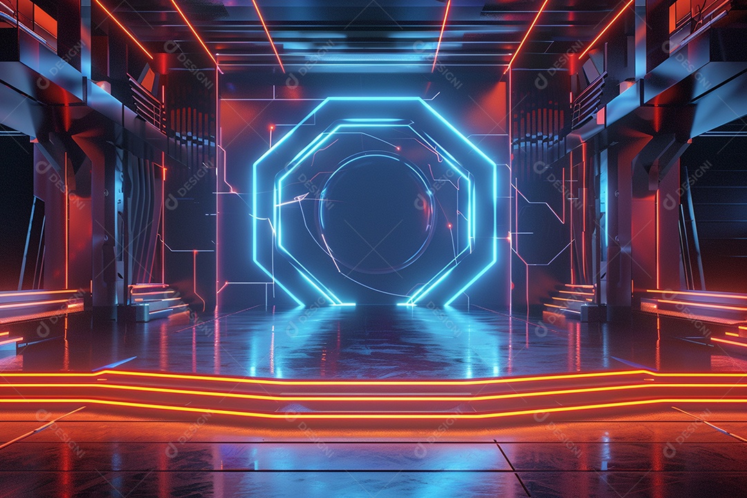 Conceito de vitrine futurista digital grátis cena de show vazia