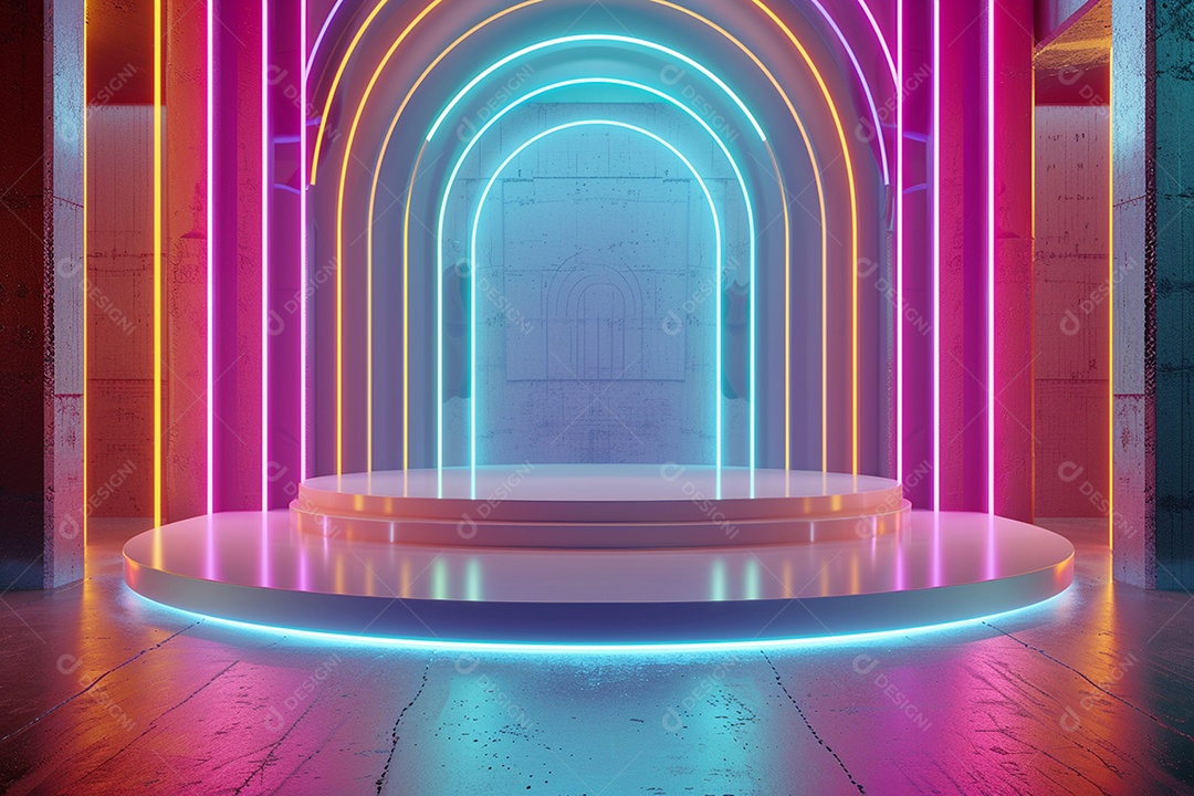 Conceito de vitrine futurista digital grátis cena de show vazia