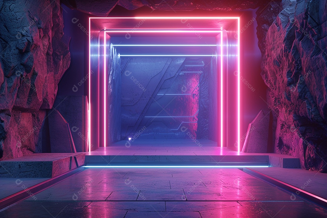 Conceito de vitrine futurista digital grátis cena de show vazia