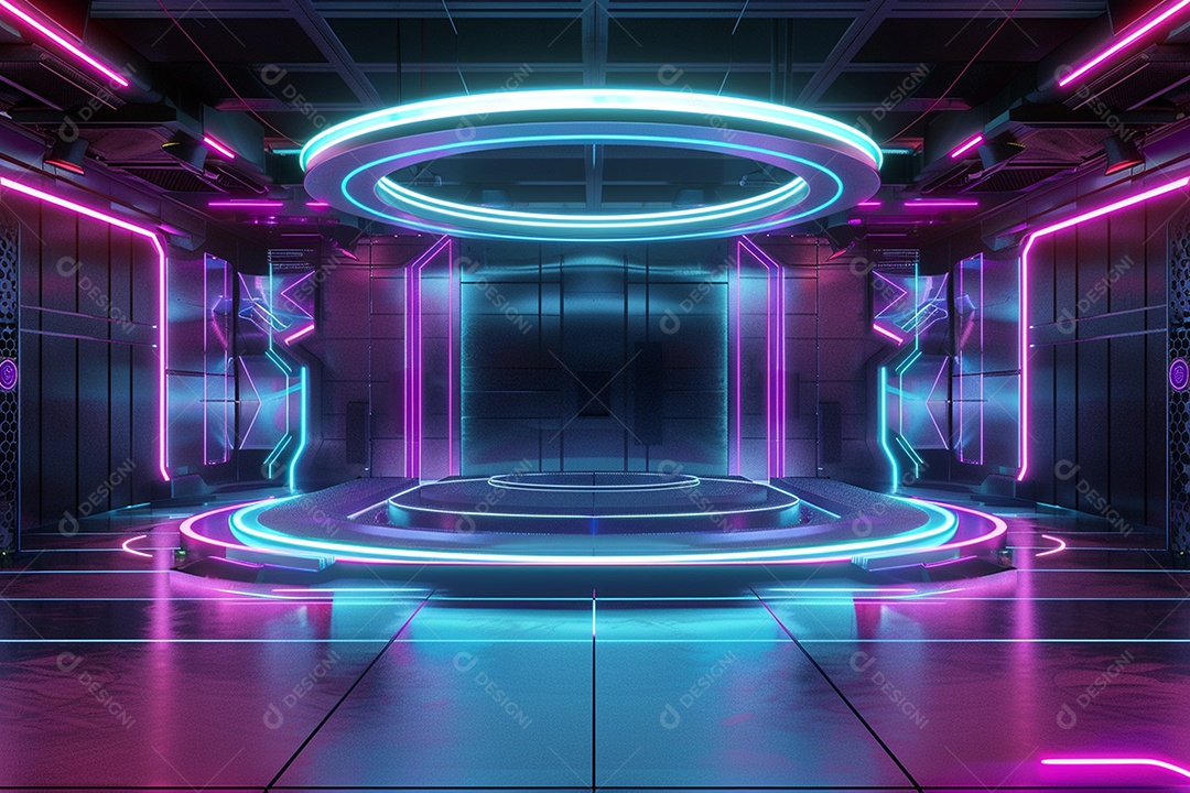 Conceito de vitrine futurista digital grátis cena de show vazia