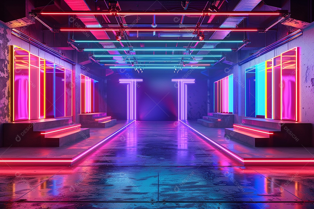 Conceito de vitrine futurista digital grátis cena de show vazia