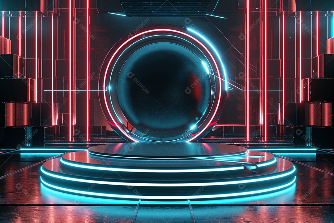 Conceito de vitrine futurista digital grátis cena de show vazia