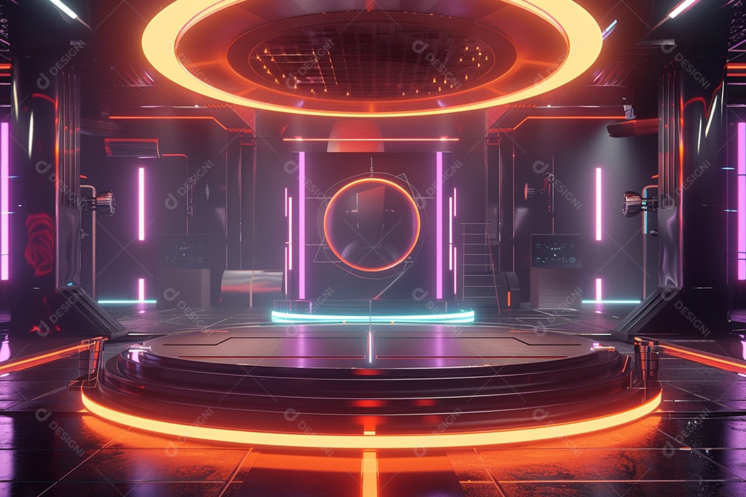 Conceito de vitrine futurista digital grátis cena de show vazia