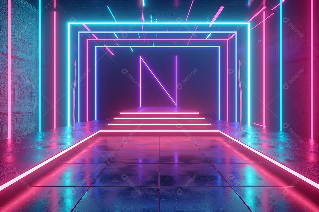 Conceito de vitrine futurista digital grátis cena de show vazia