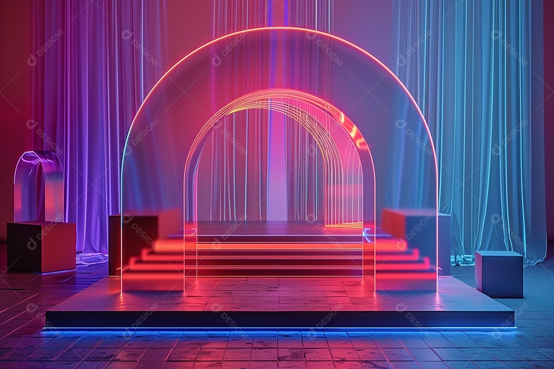 Conceito de vitrine futurista digital grátis cena de show vazia 87