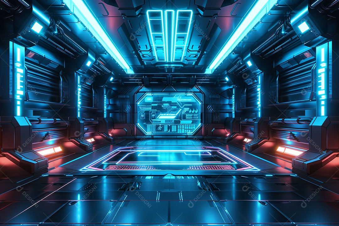 Conceito de vitrine futurista digital grátis cena de show vazia