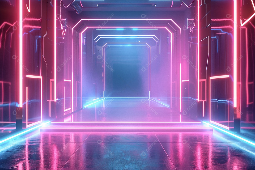 Conceito de vitrine futurista digital grátis cena de show vazia