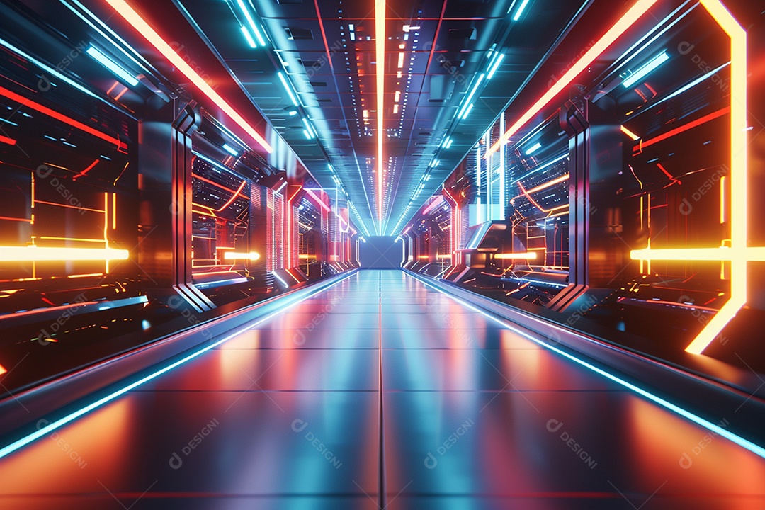 Conceito de vitrine futurista digital grátis cena de show vazia